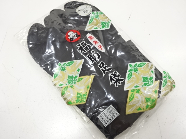 未使用品　福助　黒足袋(25.5センチ・4枚コハゼ)